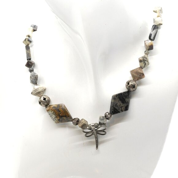 Stone Dragonfly Necklace - Picture 1 of 6